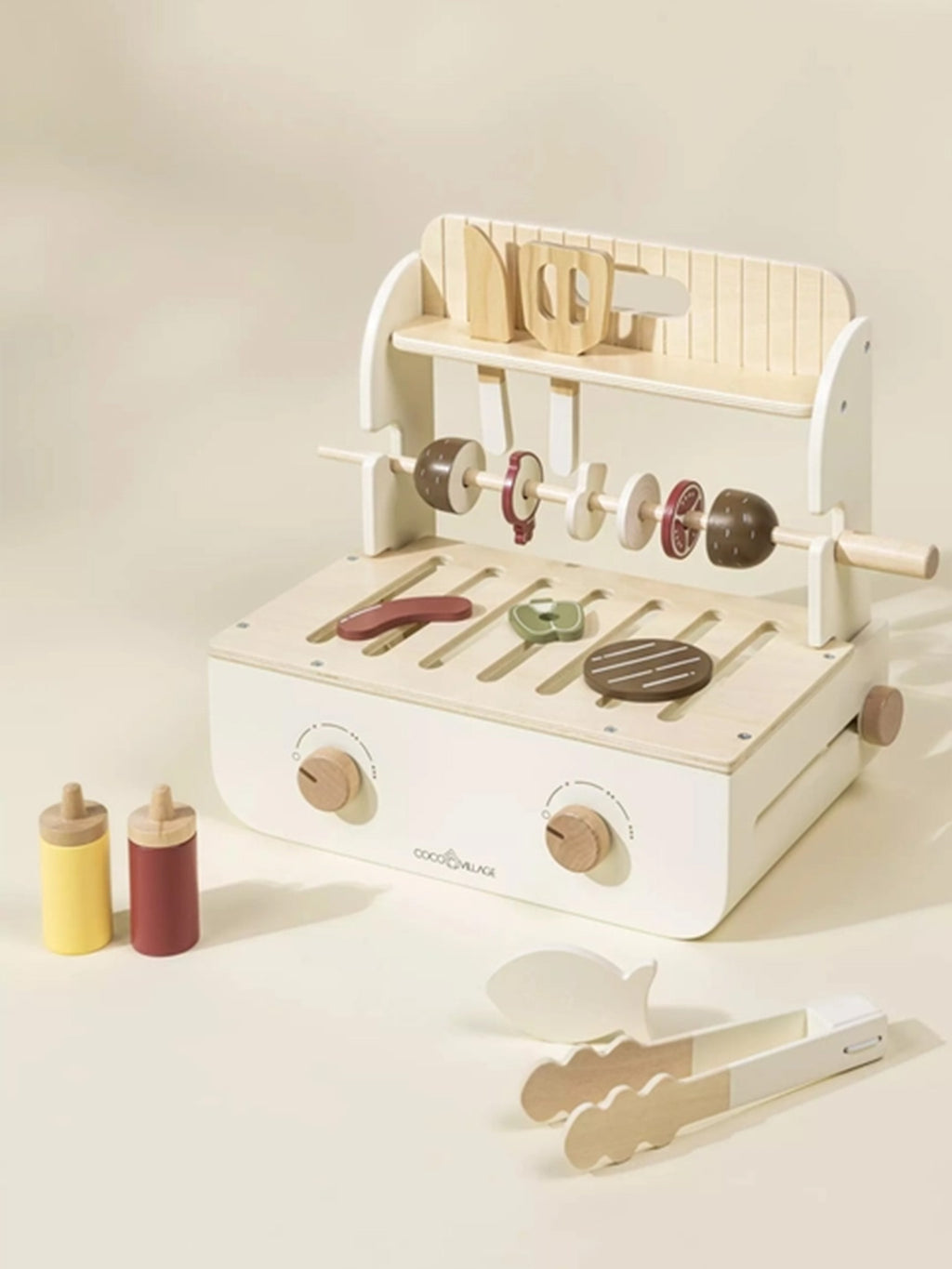 Wooden Barbecue Play Set Baby-Kids : Toys : Pretend Play Coco Village Wooden Barbecue Play Set for Baby | Colored Organics®