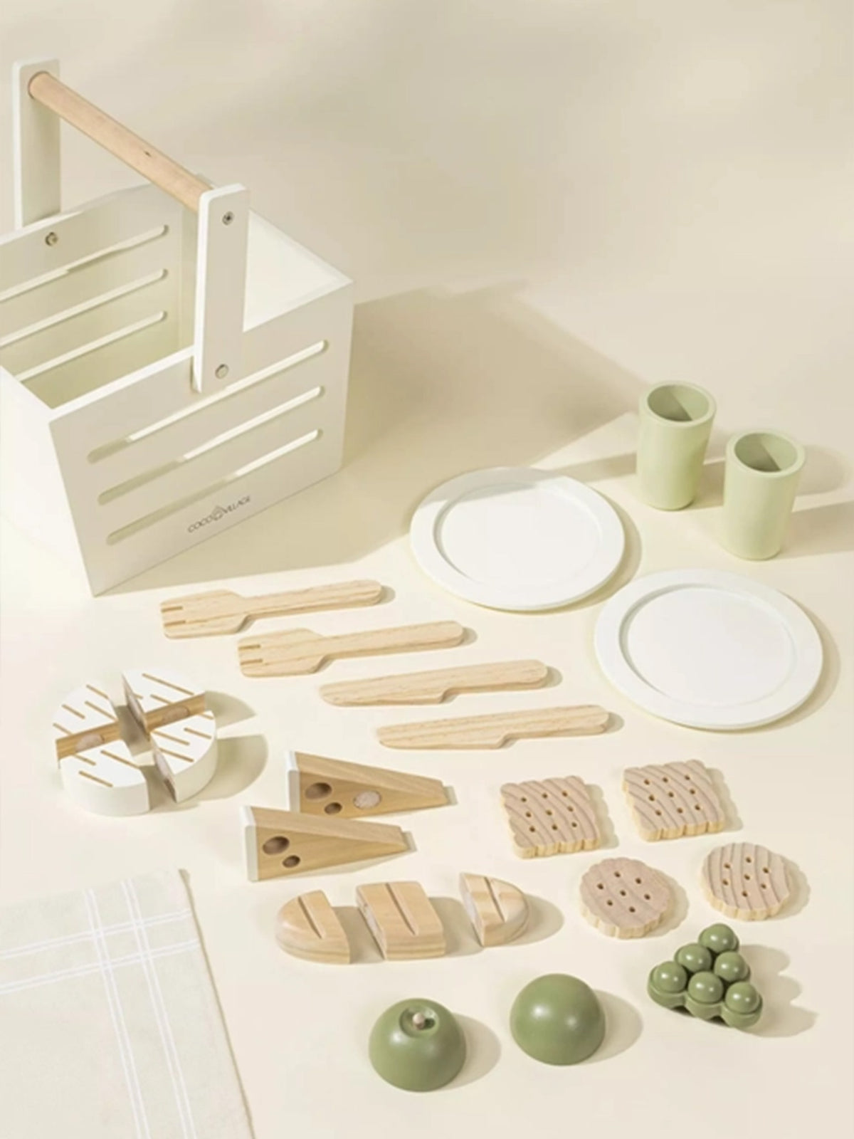 Wooden Picnic Playset Baby-Kids : Toys : Pretend Play Coco Village Wooden Picnic Playset Baby for Kids | Colored Organics®
