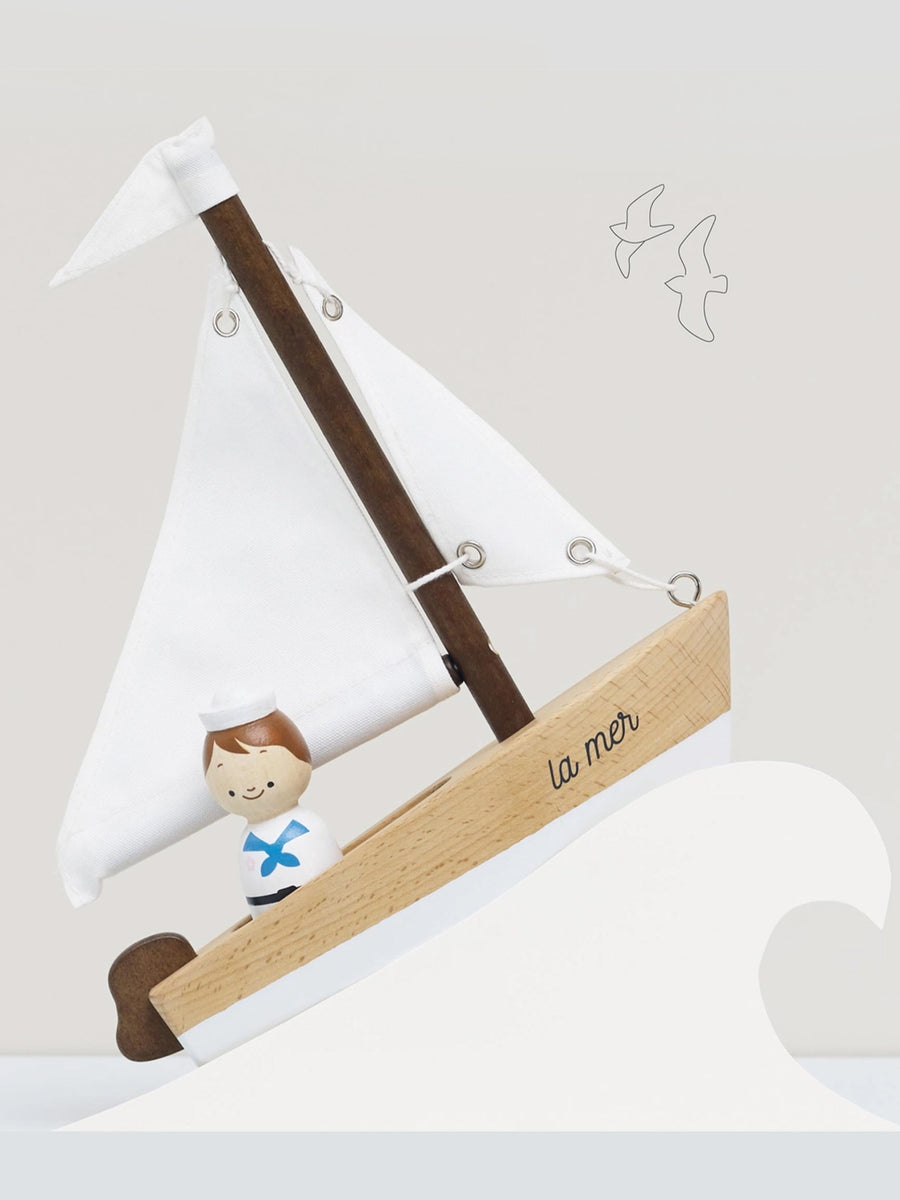 Wooden Sailing Boat & Captain Baby-Kids :Toys :Learning :Wooden Le Toy Van, Inc. 