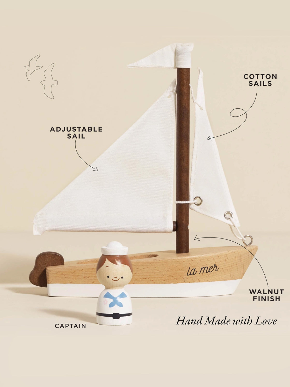 Wooden Sailing Boat & Captain Baby-Kids : Toys : Pretend Play Le Toy Van, Inc. Wooden Sailing Boat & Captain Baby | Colored Organics®