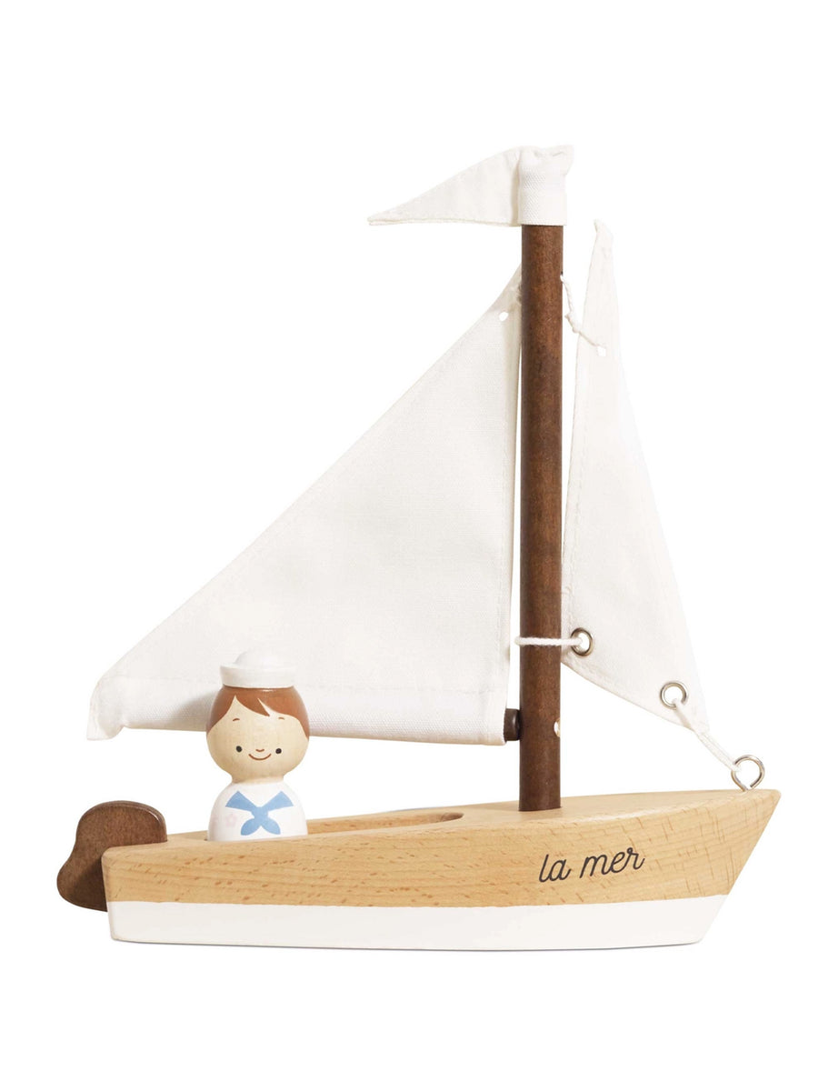 Wooden Sailing Boat & Captain Baby-Kids :Toys :Learning :Wooden Le Toy Van, Inc. 