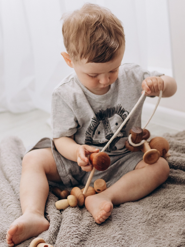 Wooden Mushrooms Lacing Toy