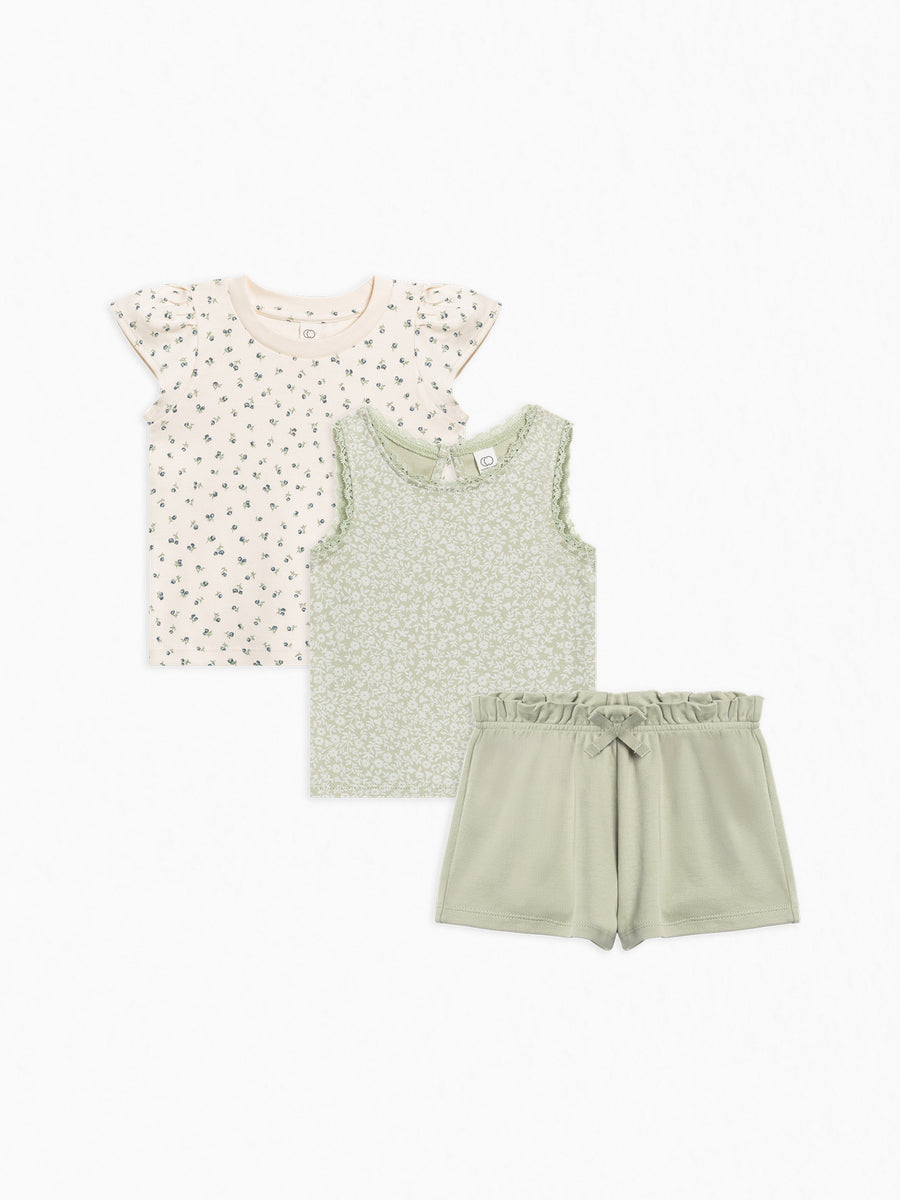 3-Piece Organic Toddler Girls Summer Bundle