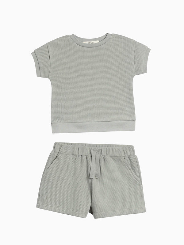 Organic 2 Piece Waffle Tee and Shorts Set Baby-Kids : Virtual Set Colored Organics 