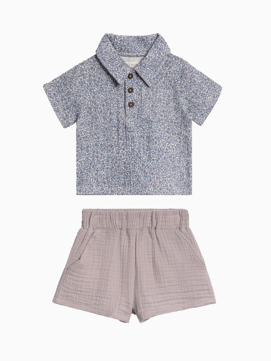 Organic 2 Piece Boys Muslin Outfit Set Baby-Kids :Virtual Set Colored Organics 