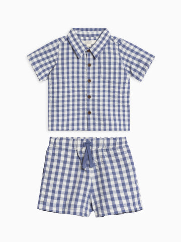 Organic 2 Piece Boys Seersucker Outfit Set Baby-Kids : Virtual Set : Bottoms : Shorts : Tops : Shirts : Short Sleeves Colored Organics 