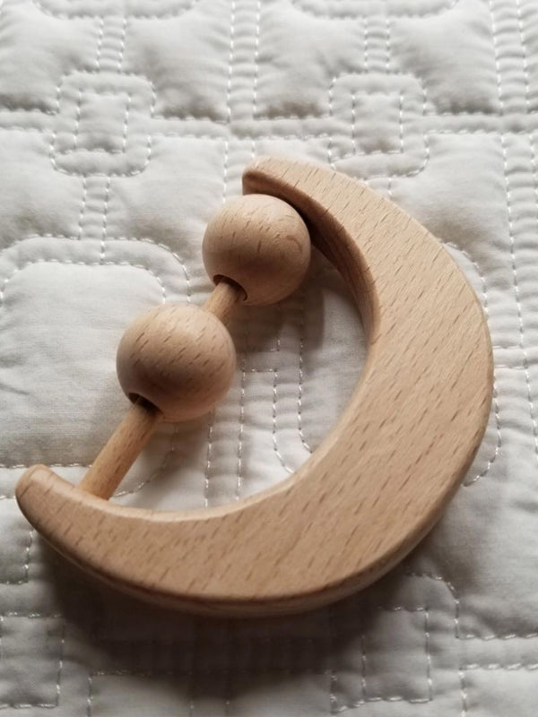 Wooden Moon Toy Rattle