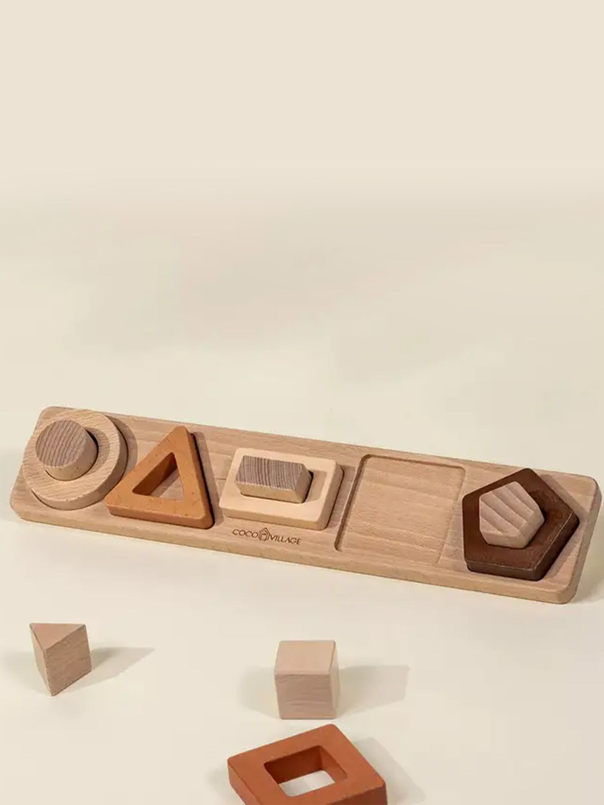 Wooden Shapes Learning Set Baby-Kids : Toys : Puzzle Coco Village Wooden Shapes Learning Set for Baby | Colored Organics®