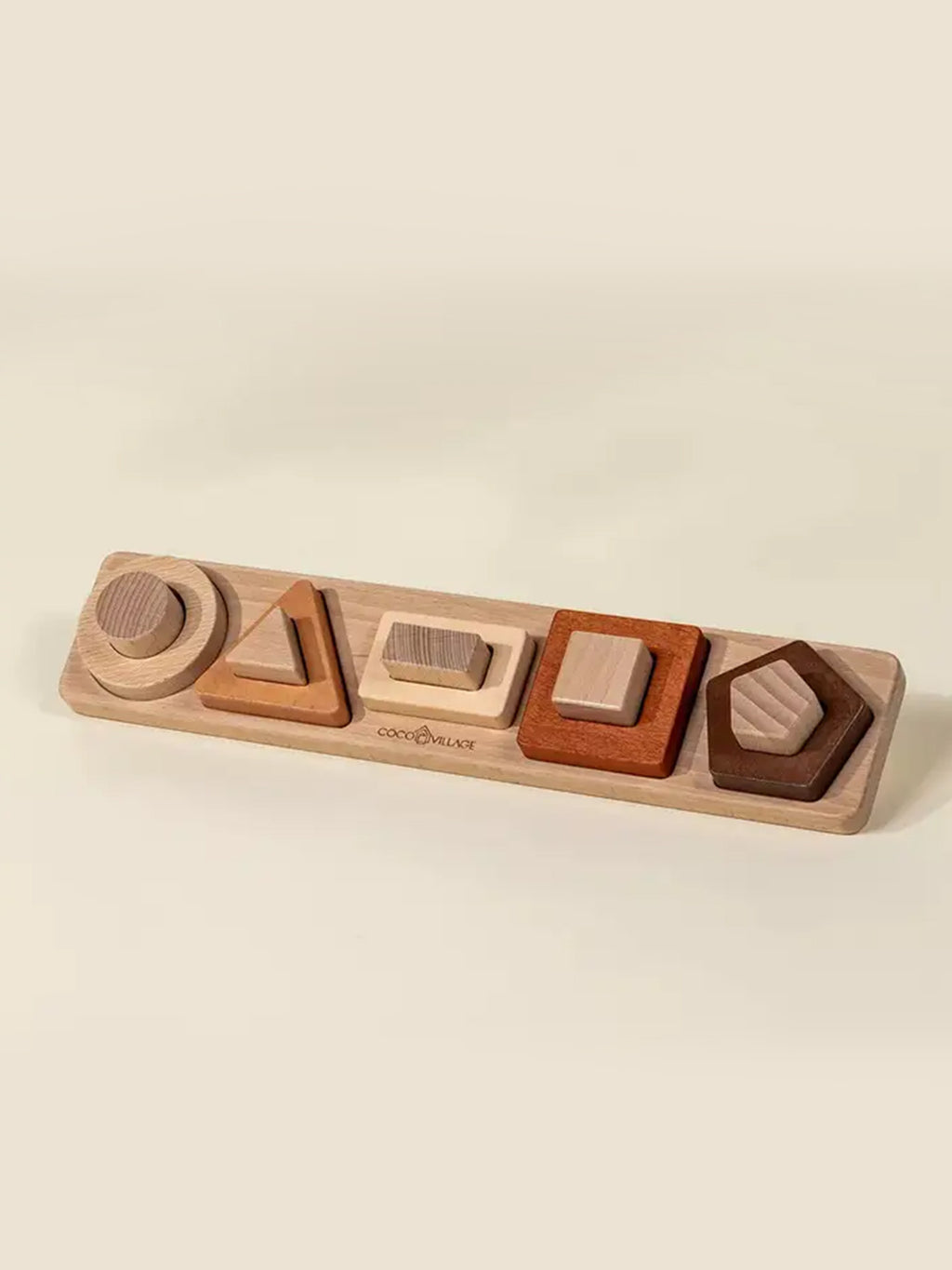 Wooden Shapes Learning Set Baby-Kids : Toys : Puzzle Coco Village Wooden Shapes Learning Set for Baby | Colored Organics®