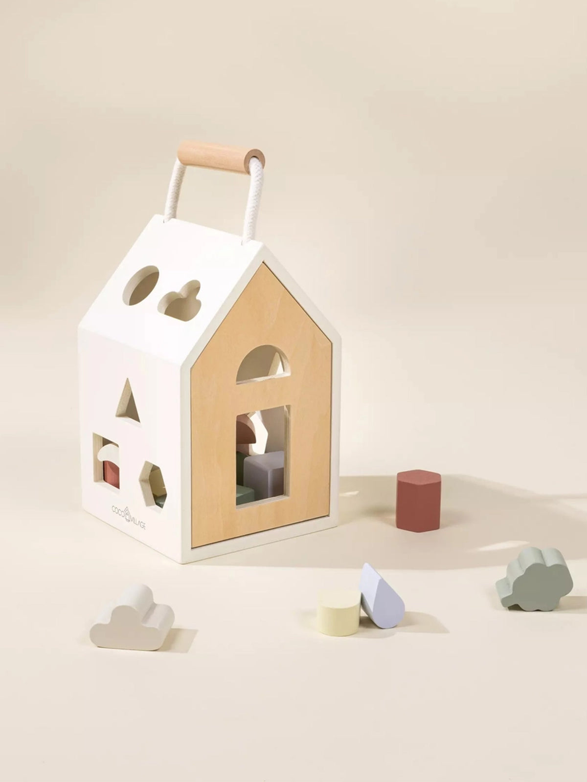Wooden Shapes Sorting House Kids : Toys : Blocks Coco Village Wooden Shapes Sorting House Baby | Colored Organics®