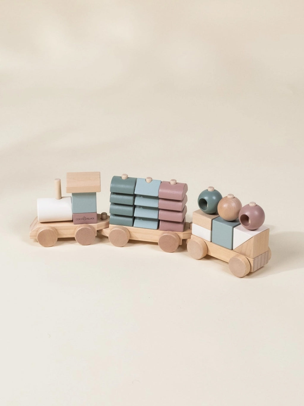 Oversized Wooden Stacking Train Kids : Toys : Stackers Coco Village Oversized Wooden Stacking Train for Baby | Colored Organics®