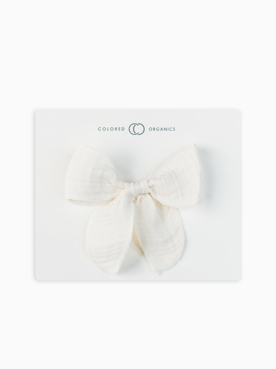 Muslin Bow Hair Clip Baby : Accessories: Headbands Colored Organics Organic Cotton Muslin Hair Clip