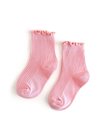 Ribbed Lettuce Trim Midi Socks