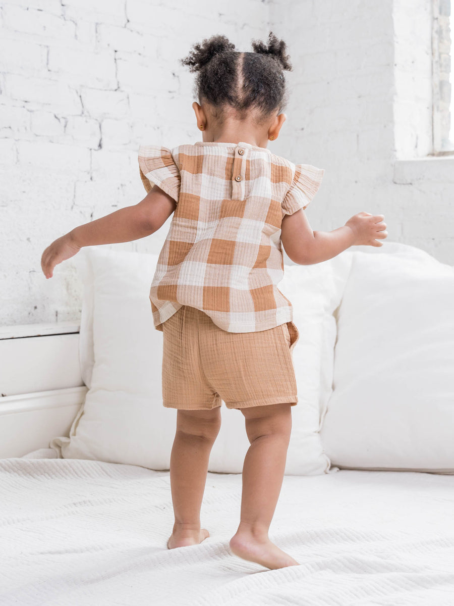 Greta Flutter Sleeve Muslin Top Baby : Tops : Shirts : Short Sleeves Colored Organics 