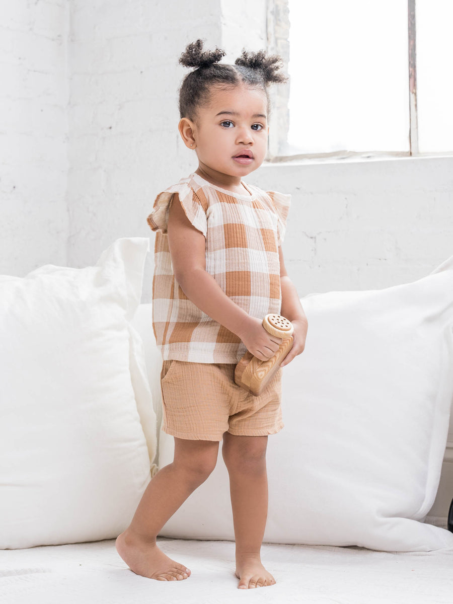 Greta Flutter Sleeve Muslin Top Baby : Tops : Shirts : Short Sleeves Colored Organics 