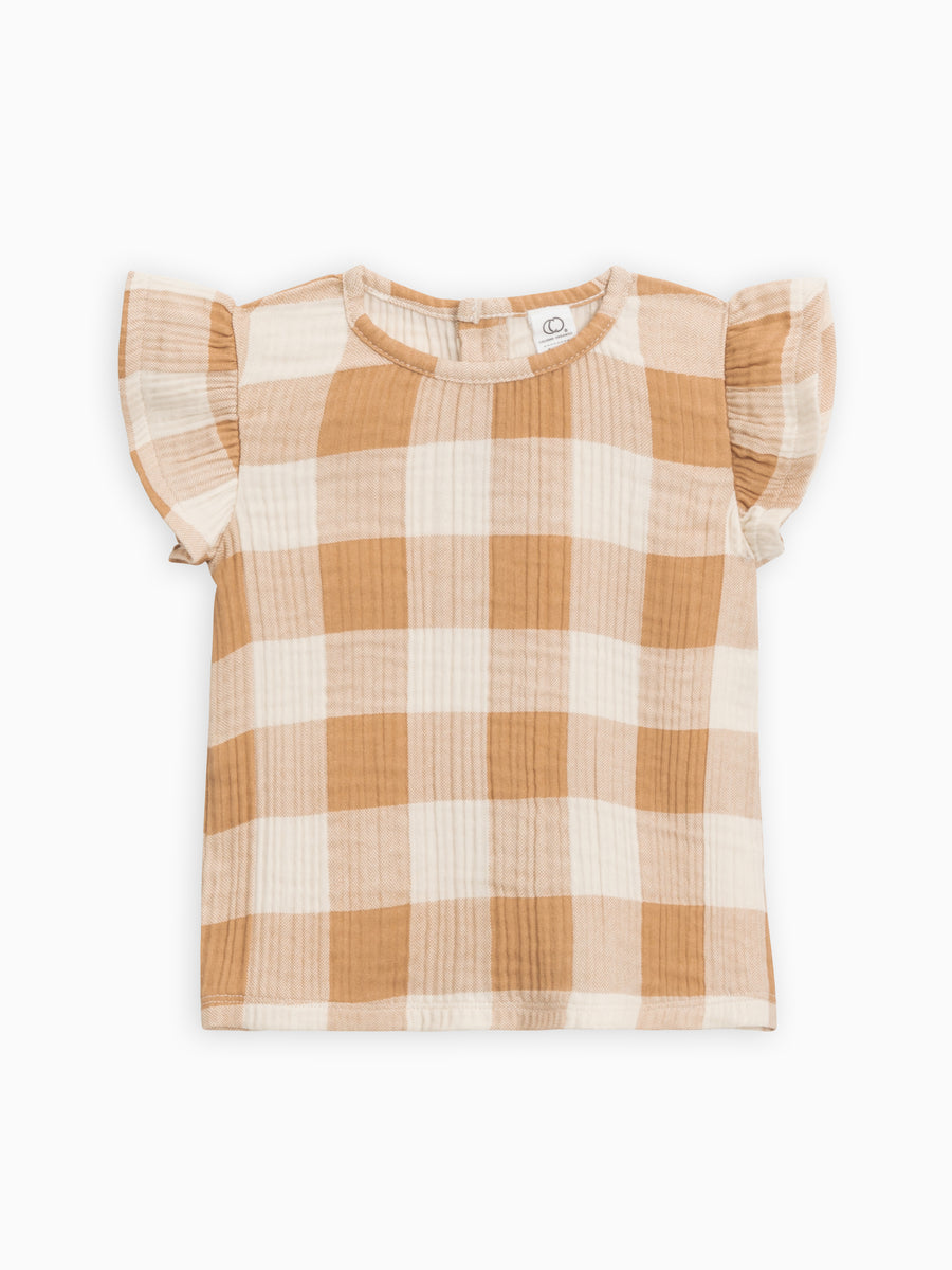 Greta Flutter Sleeve Muslin Top Baby : Tops : Shirts : Short Sleeves Colored Organics 