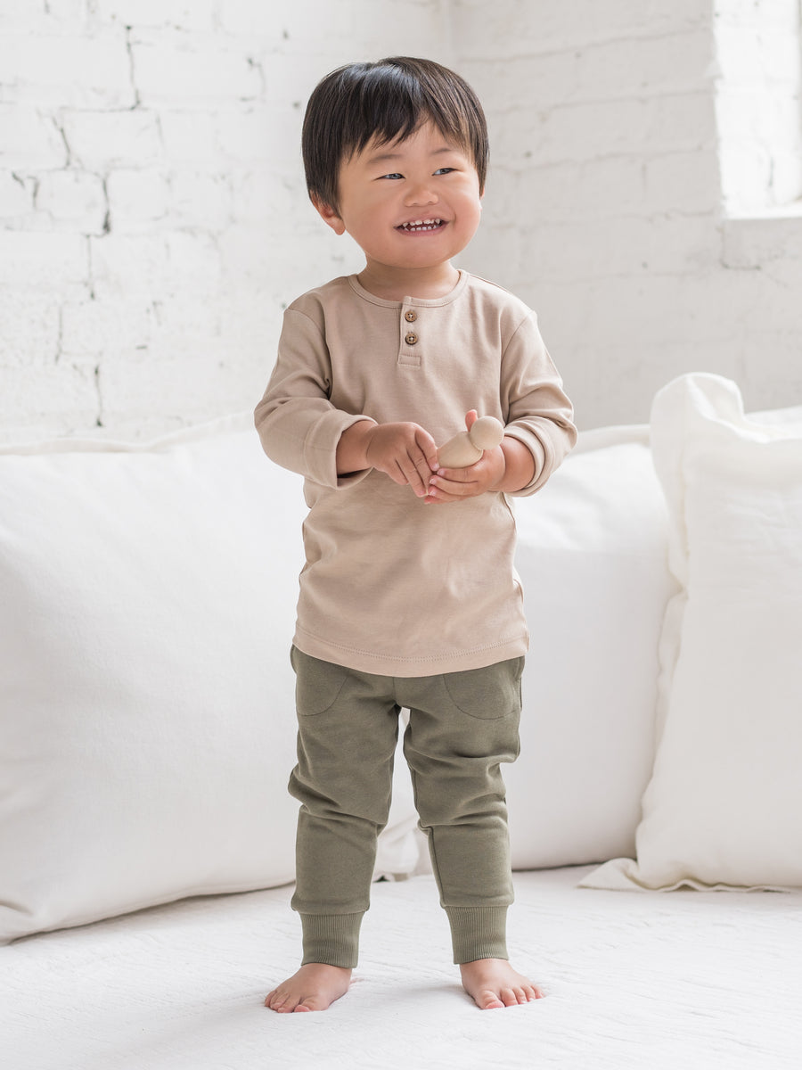 Reef Long Sleeve Henley Baby : Tops : Long Sleeves Colored Organics Organic Cotton Reef Long Sleeve Henley T-shirt for Baby and Toddler