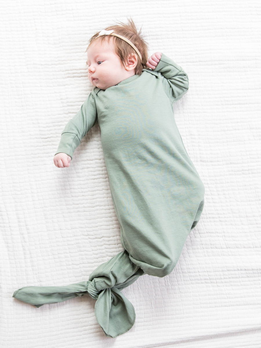 Infant Gown Baby :One Pieces :Gowns :Long Sleeves Colored Organics Newborn Baby Sleeper Gown - 100% Organic Cotton