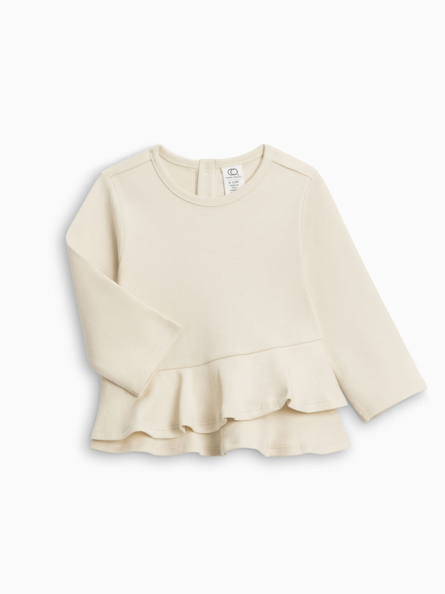 Edith Ruffle Hem Top Baby-Kids : Tops : Tees : Long Sleeves Colored Organics Edith Peplum Top