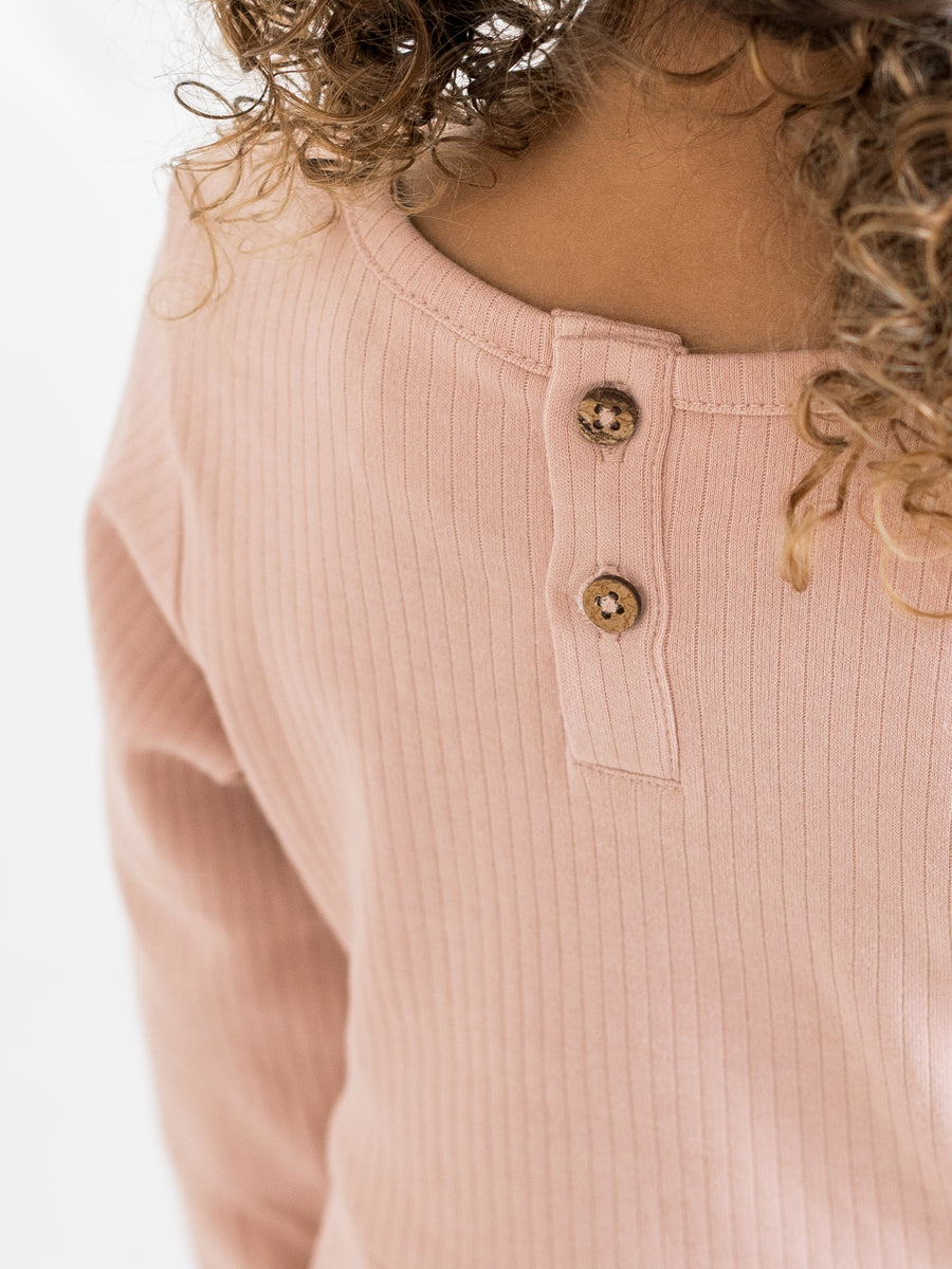 Ribbed Ruffle Hem Top Baby-Kids : Tops : Long Sleeves Colored Organics Ribbed Peplum Top