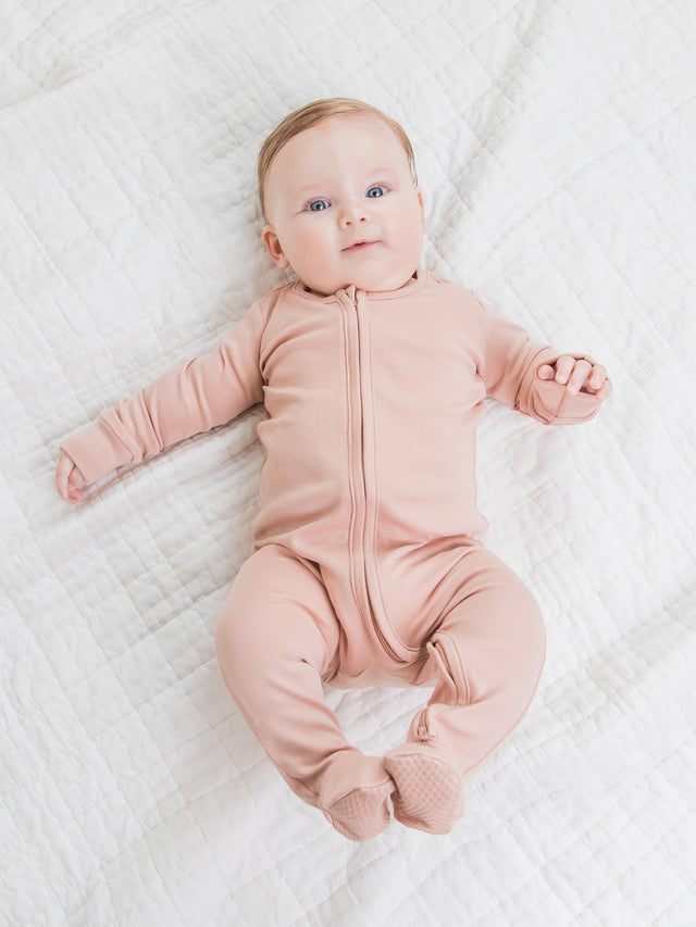 Peyton Zipper Sleeper - Old SKUS Baby : One Pieces : Sleepers : Long Sleeves Colored Organics Organic Baby Peyton Zipper Footed Sleeper