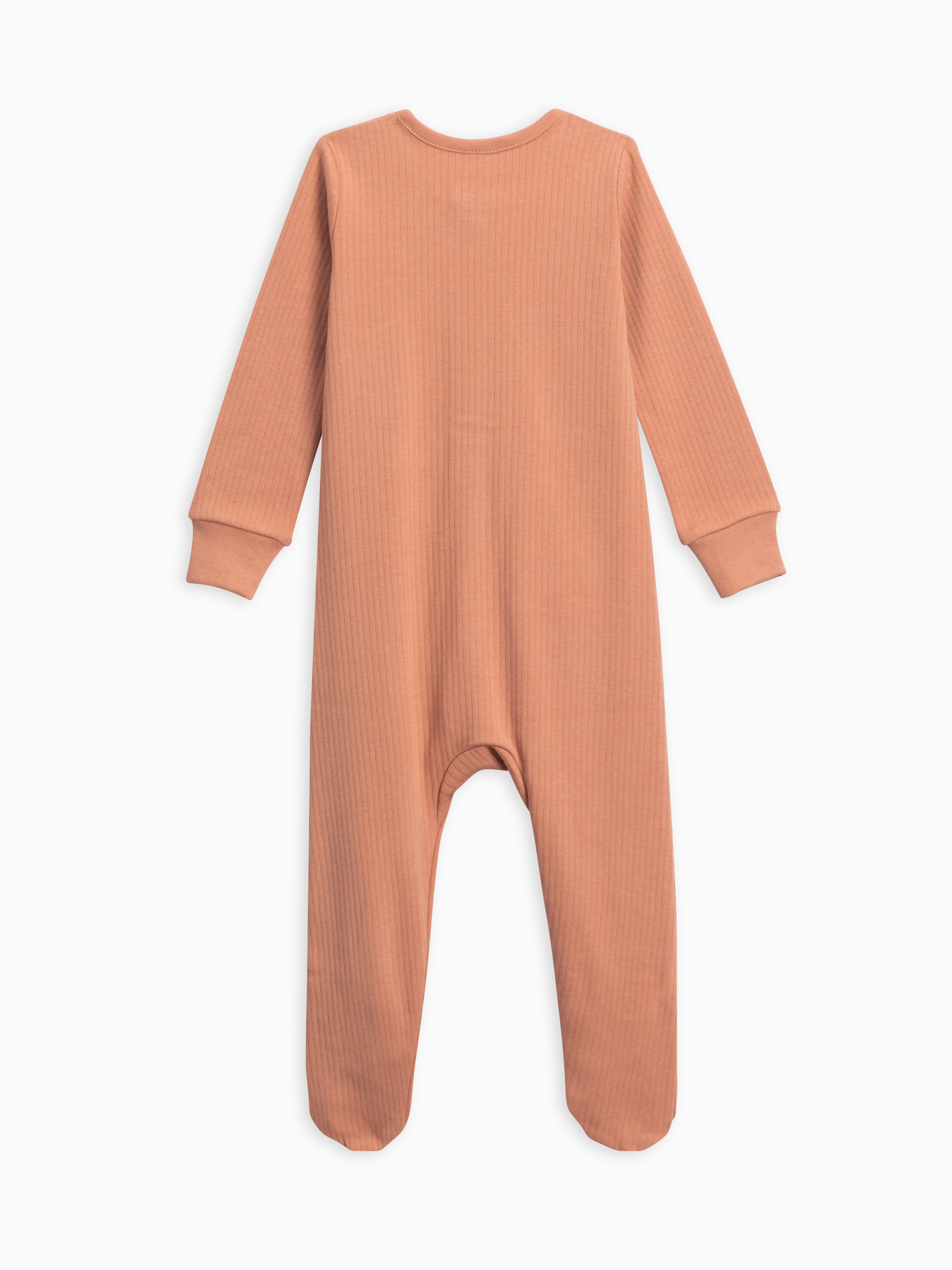 Organic Cotton Baby Ribbed Long Sleeve Zipper Sleeper