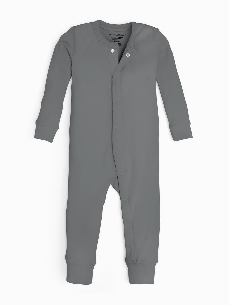 Pewter Snap Up Sleeper Baby : Sleepers : Long Sleeves Colored Organics Emerson Baby Sleeper - Girls & Boys - 100% Organic