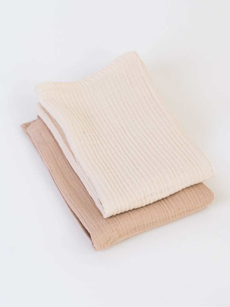 Organic Cotton 2-Pack Muslin Burp Cloths Clay