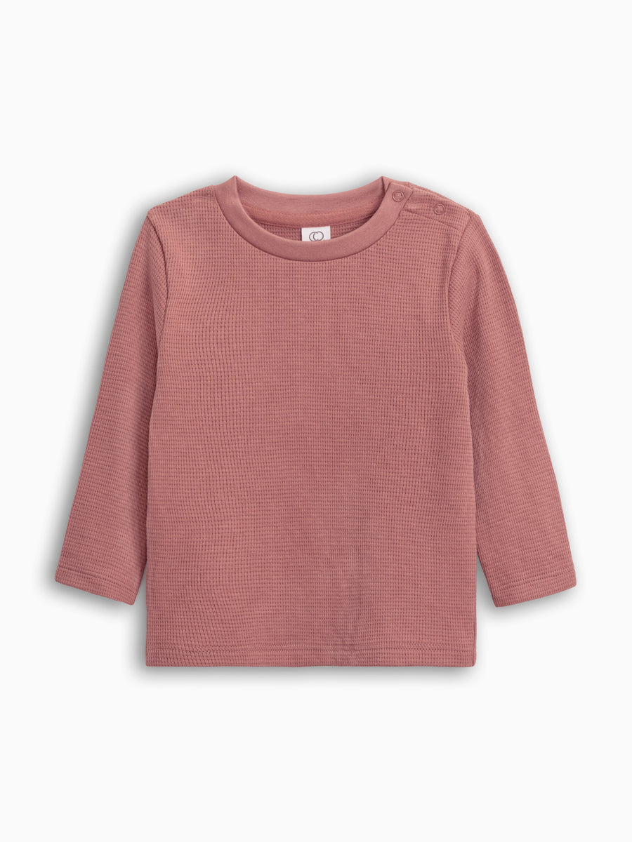 Mesa Waffle Knit Long Sleeve Top Baby-Kids : Tops : Long Sleeves Colored Organics Organic Cotton Baby and Kids Mesa Long Sleeve Waffle Knit Tee