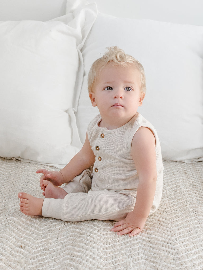 Organic Baby Wade Henley Tank Waffle Romper