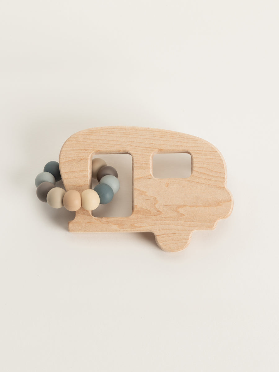 Silicone + Wood Camper Teether Baby : Toys : Teethers : Wooden Bannor Toys Silicone + Wood Camper Teether