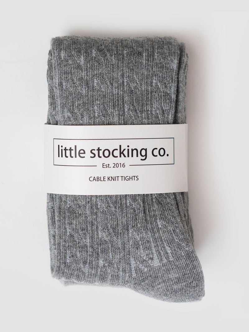 LIttle Stocking Co. Cable Knit Tights - Heather Ivory