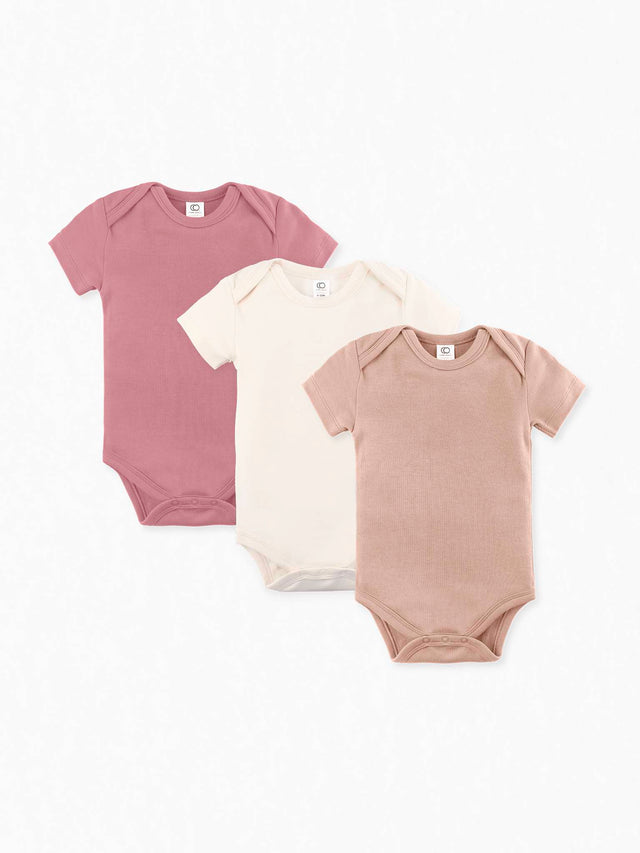3-Pack Classic Short Sleeve Bodysuit Bundle Baby :Virtual Bundle :Bodysuits Colored Organics Organic Baby Classic Bodysuit Bundle - Short Sleeve