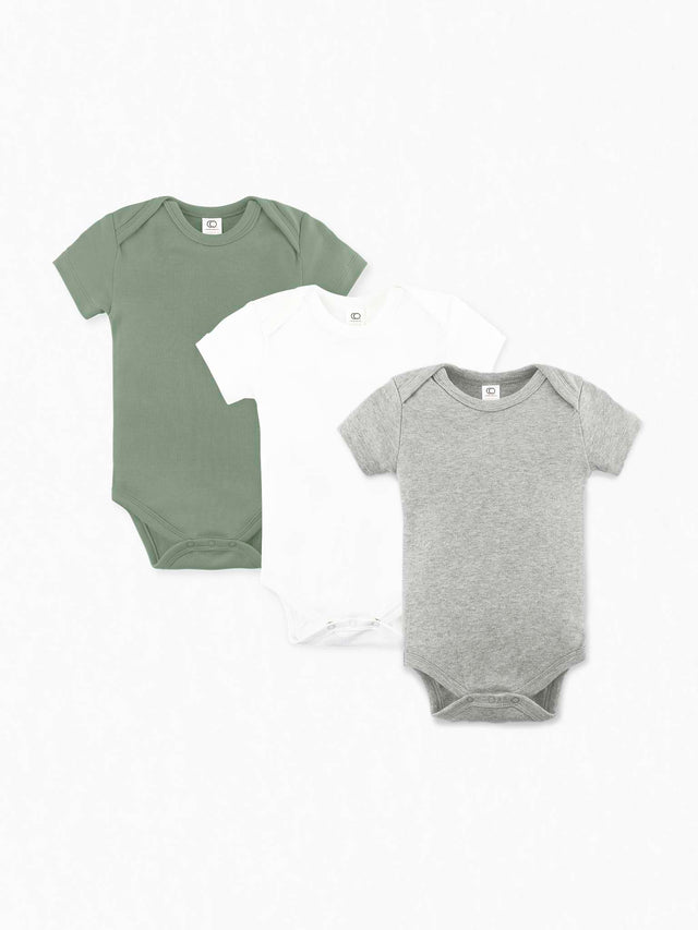 3-Pack Classic Short Sleeve Bodysuit Bundle Baby : Virtual Bundle : Bodysuits Colored Organics Organic Baby Classic Bodysuit Bundle - Short Sleeve