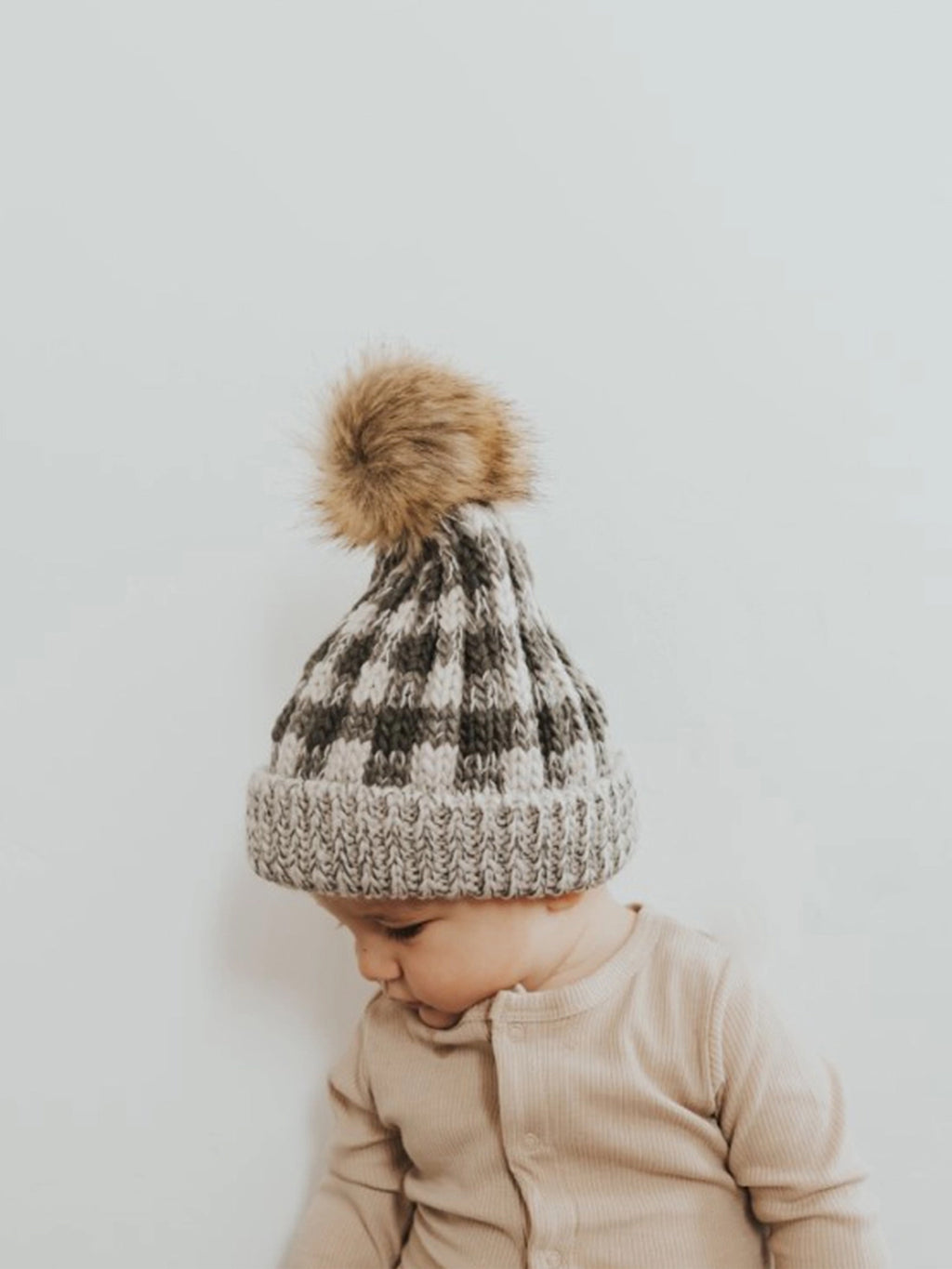 Buffalo Check Pom Pom Beanie Baby-Kids : Accessories : Hats Huggalugs Buffalo Check Pom Pom Beanie for Baby | Colored Organics®