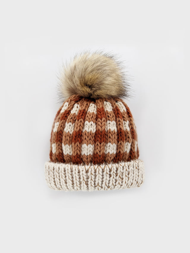 Buffalo Check Pom Pom Beanie Baby-Kids :Accessories :Hats Huggalugs 