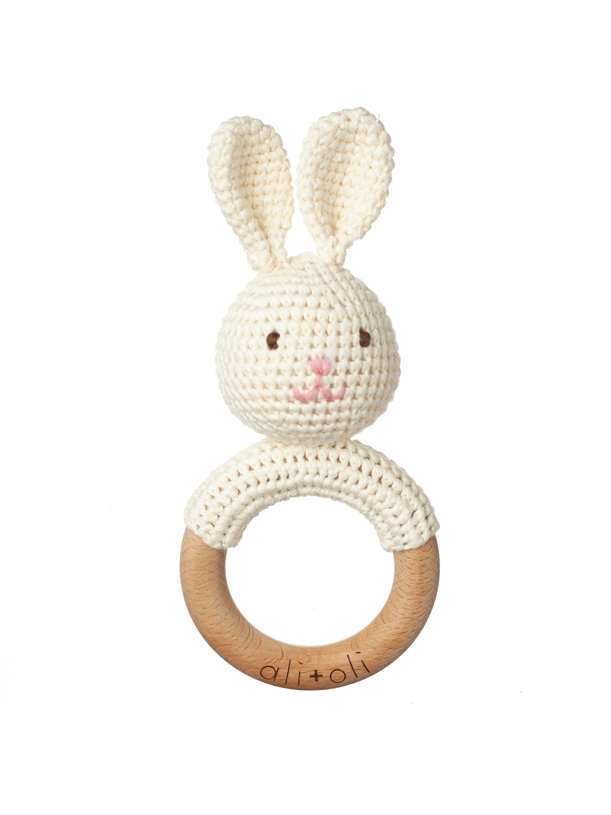 Bunny Rattle Teething Ring Baby : Toys : Plush + Crinkle : Rattles Ali + Oli Bunny Rattle Teething Ring for Baby | Colored Organics®