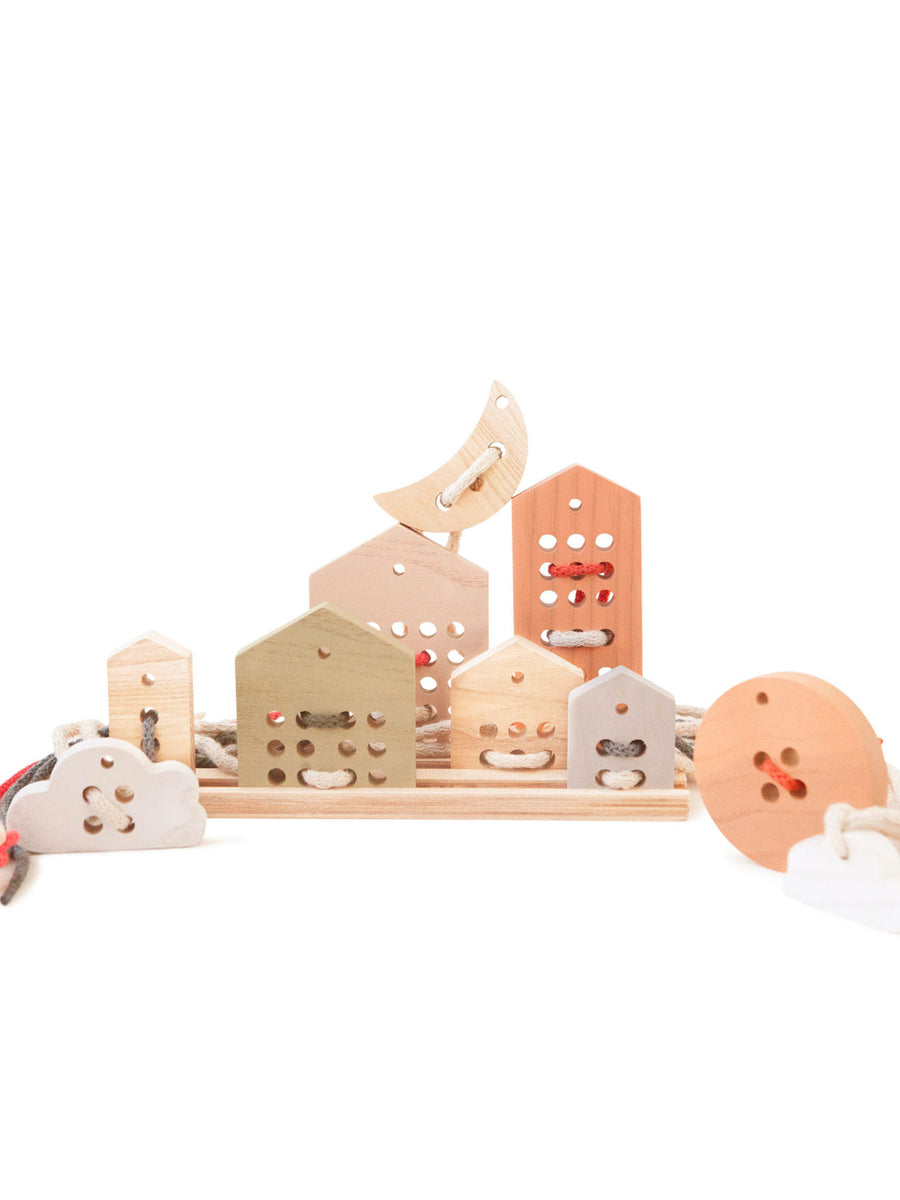 City Scape Lacing Toy Set Kids : Toys : Wooden : Learning Babai City Scape Lacing Toy Set