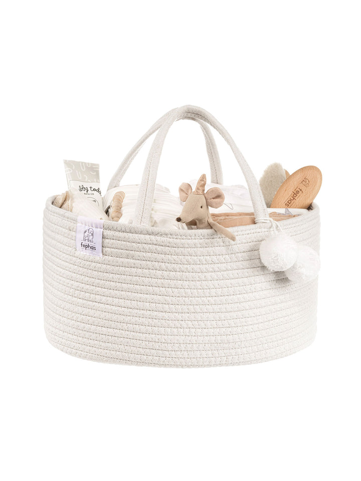 Little Story - Cotton Rope Diaper Caddy (White Rainbow)