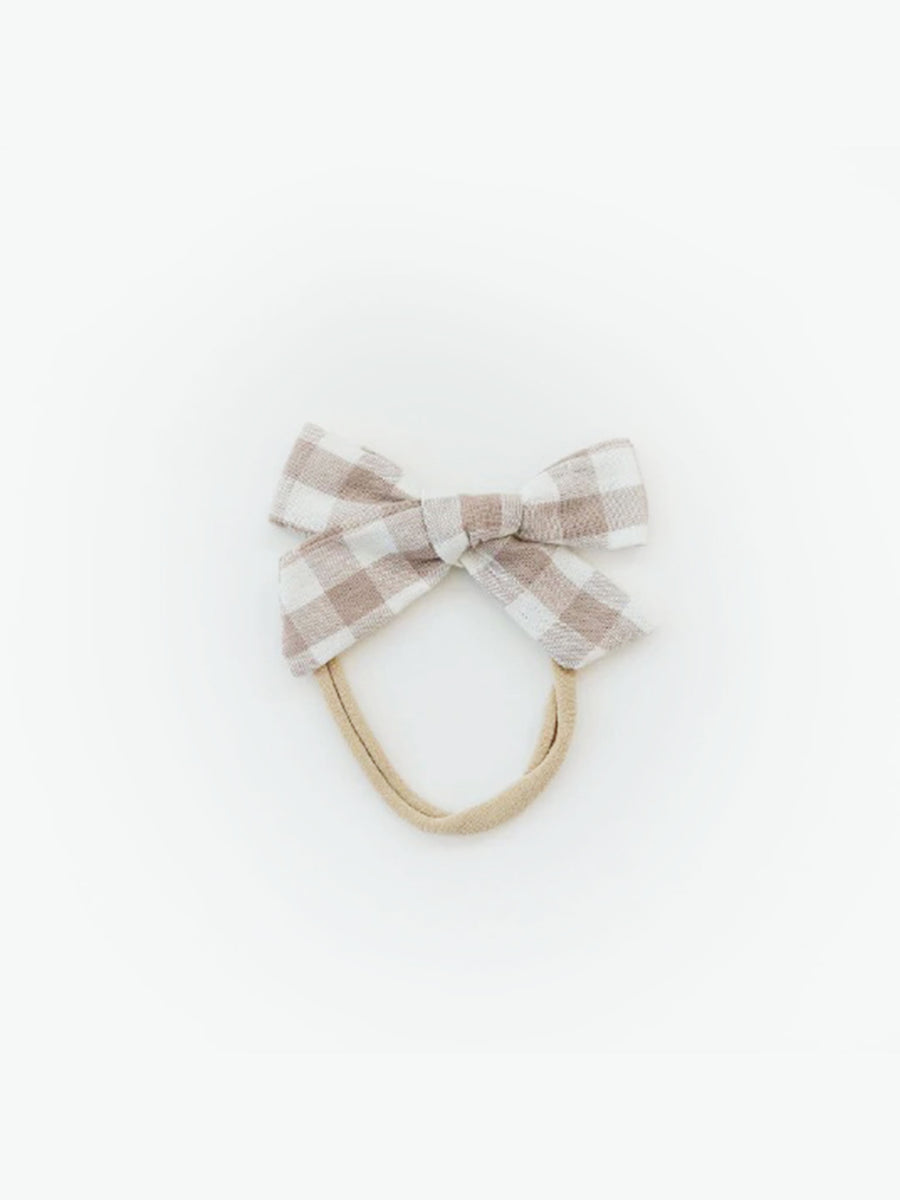 Gingham Linen Bow Baby : Accessories: Headbands Golden Dot Lane Gingham Linen Bow