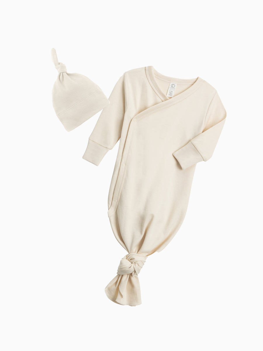 Organic Kimono Gown and Hat Set Baby :Virtual Set Colored Organics 