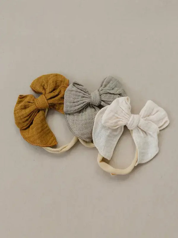 Linen Bow Headbands 3-pack