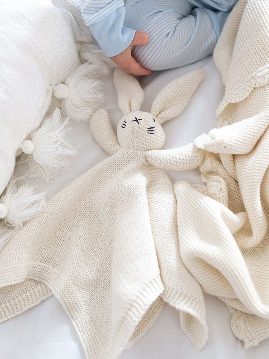 Organic Bunny Lovey Baby : Toys : Plush-Crinkle Sammy + Nat Organic Bunny Lovey