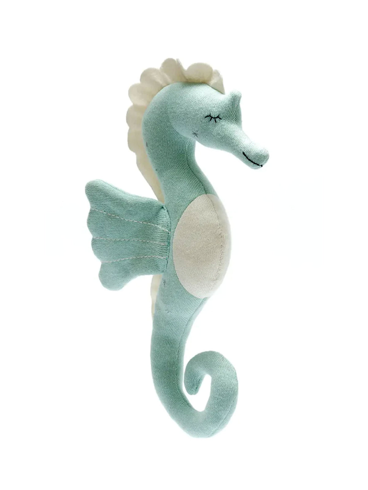 Organic Cotton Knitted Green Seahorse Baby-Kids : Toys : Plush + Crinkle Best Years Ltd Green Seahorse Baby for Kids | Colored Organics®