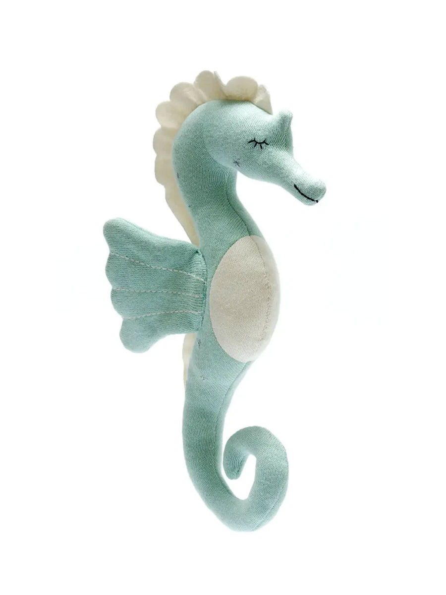 Organic Cotton Knitted Green Seahorse Baby-Kids : Toys : Plush + Crinkle Best Years Ltd 