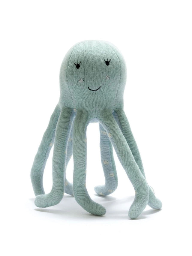 Organic Cotton Knitted Octopus Baby :Toys :Plush + Crinkle Best Years Ltd 