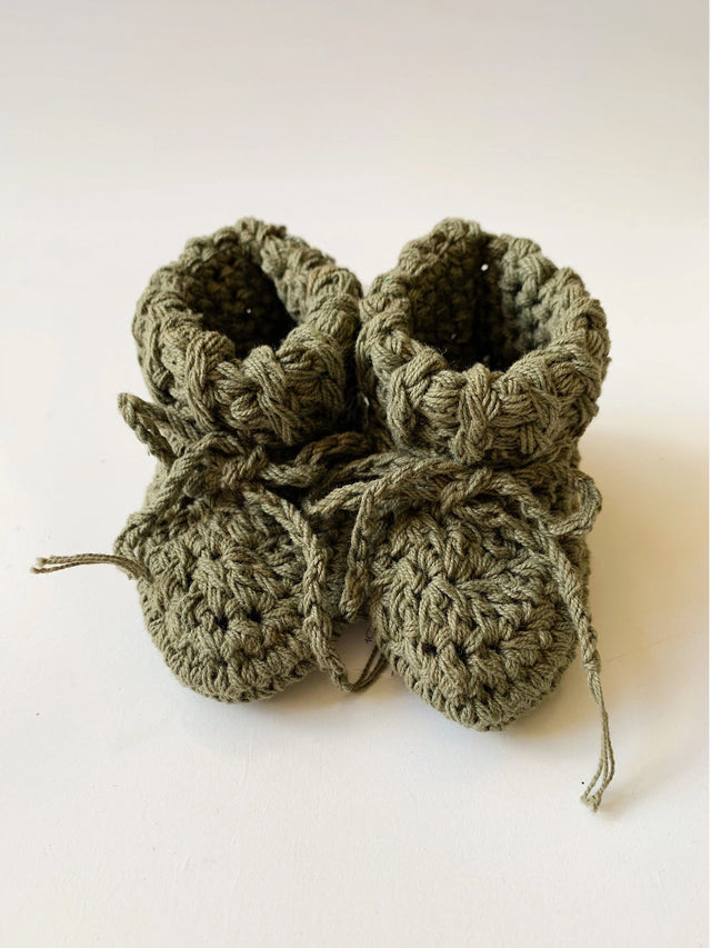 Organic Cotton Tie Baby Booties Baby : Accessories : Shoes Sock Gooseberry Fool Organic Cotton Tie Baby Booties