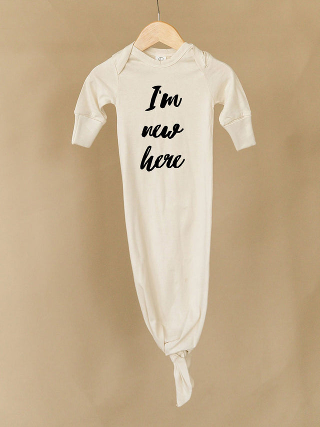 I'm New Here Infant Gown Baby :One Pieces :Gowns :Long Sleeves Urban Baby Co. 