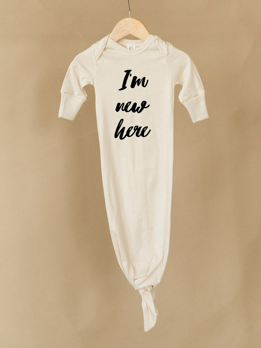 I'm New Here Infant Gown Baby :One Pieces :Gowns :Long Sleeves Urban Baby Co. 