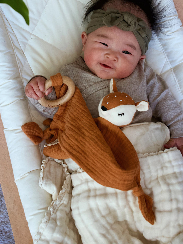 Organic Snuggle Lovie Blanket - Fawn Baby : Toys : Teethers : Plush-Crinkle Cheengoo 